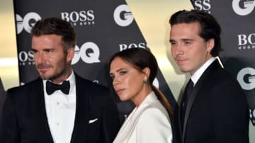LONDON, ENGLAND - SEPTEMBER 03: David Beckham, Victoria Beckham and their son Brooklyn Beckham attend the GQ Men Of The Year Awards 2019 at Tate Modern on September 03, 2019 in London, England. (Photo by Jeff Spicer/Getty Images)