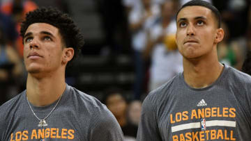 LAS VEGAS, NV - JULY 17: Lonzo Ball (L)