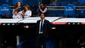 Real Madrid's Spanish coach Julen Lopetegui gestures during the Spanish league football match Real Madrid CF against Levante UD at the Santiago Bernabeu stadium in Madrid on October 20, 2018. (Photo by GABRIEL BOUYS / AFP) (Photo credit should read GABRIEL BOUYS/AFP/Getty Images)