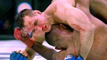 INGLEWOOD, CA - JANUARY 20: Rory MacDonald (blue gloves) and Douglas Lima (red gloves) in their Welterweight World Title fight at Bellator 192 at The Forum on January 20, 2018 in Inglewood, California. MacDonald won by decision. (Photo by Jayne Kamin-Oncea/Getty Images)