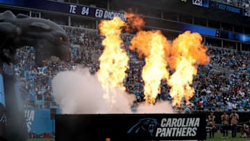 CHARLOTTE, NC - NOVEMBER 05: Ed Dickson #84 of the Carolina Panthers takes the field against the Atlanta Falcons at Bank of America Stadium on November 5, 2017 in Charlotte, North Carolina. (Photo by Streeter Lecka/Getty Images)