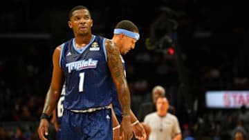 LOS ANGELES, CA - SEPTEMBER 01: Triplets guard Joe Johnson (1) looks on during the BIG3 championship game between the Triplets and the Killer 3's on September 1, 2019 at the Staples Center in Los Angeles, CA. (Photo by Brian Rothmuller/Icon Sportswire via Getty Images)