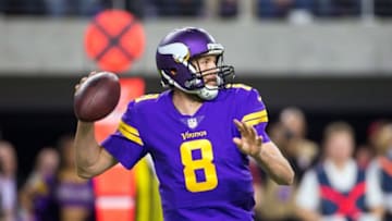 Dec 1, 2016; Minneapolis, MN, USA; Minnesota Vikings quarterback Sam Bradford (8) passes in the first quarter against the Dallas Cowboys at U.S. Bank Stadium. Mandatory Credit: Brad Rempel-USA TODAY Sports