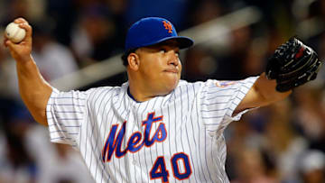 NEW YORK, NY - SEPTEMBER 16: Bartolo Colon #40 of the New York Mets in action against the Minnesota Twins at Citi Field on September 16, 2016 in the Flushing neighborhood of the Queens borough of New York City. The Mets defeated the Twins 3-0. (Photo by Jim McIsaac/Getty Images)