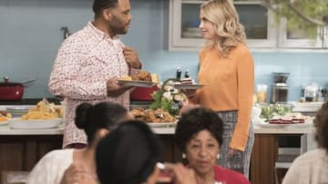 BLACK-ISH - "North Star" - When both Dre and Bow's families show up for Easter, they have to learn to love each other's different cuisines. Meanwhile, Junior tries to organize an Easter egg hunt but Jack and Diane pretend not to be interested to impress their cooler cousins, on "black-ish," TUESDAY, MARCH 27 (9:00-9:30 p.m. EDT), on The ABC Television Network. (ABC/Eric McCandless)ANTHONY ANDERSON, LESLIE GROSSMAN