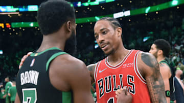 Jaylen Brown, DeMar DeRozan, Chicago Bulls Mandatory Credit: Bob DeChiara-USA TODAY Sports