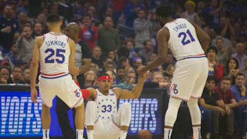Ben Simmons, Tobias Harris, Joel Embiid | Philadelphia 76ers (Photo by Mitchell Leff/Getty Images)