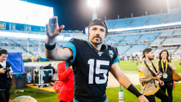 JACKSONVILLE, FLORIDA - DECEMBER 29: Gardner Minshew II #15 of the Jacksonville Jaguars looks on after defeating the Indianapolis Colts in a game at TIAA Bank Field on December 29, 2019 in Jacksonville, Florida. (Photo by James Gilbert/Getty Images)