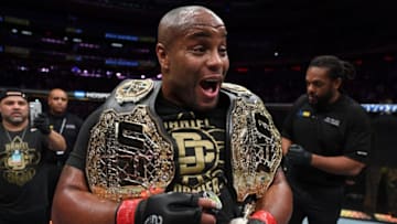 NEW YORK, NY - NOVEMBER 03: Daniel Cormier celebrates after his submission victory over Derrick Lewis in their UFC heavyweight championship bout during the UFC 230 event inside Madison Square Garden on November 3, 2018 in New York, New York. (Photo by Jeff Bottari/Zuffa LLC/Zuffa LLC via Getty Images)