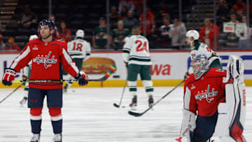 Conor Sheary, Darcy Kuemper, Washington Capitals Mandatory Credit: Geoff Burke-USA TODAY Sports
