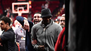 Larry Nance Jr. #22 (L) and Zion Williamson #1 of the New Orleans Pelicans (Photo by Alika Jenner/Getty Images)