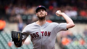 BALTIMORE, MD - AUGUST 12: Chris Sale #41 of the Boston Red Sox pitches against the Baltimore Orioles during the fourth inning at Oriole Park at Camden Yards on August 12, 2018 in Baltimore, Maryland. (Photo by Scott Taetsch/Getty Images)