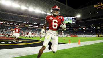 2021 NFL Draft prospect Devonta Smith #6 of the Alabama Crimson Tide (Photo by Mike Ehrmann/Getty Images)