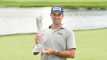 BLAINE, MINNESOTA - JULY 26: Michael Thompson of the United States poses with the trophy after winning the 3M Open on July 26, 2020 at TPC Twin Cities in Blaine, Minnesota. (Photo by Stacy Revere/Getty Images)