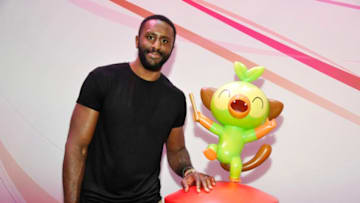 OKC Thunder big man Patrick Patterson visits the Nintendo booth (Photo by John Sciulli/Getty Images for Nintendo)