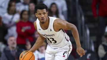 Cincinnati Bearcats forward Ody Oguama dribbles the ball against the UCF Knights at Fifth Third Arena. Getty Images.