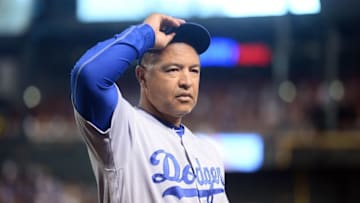 Jul 15, 2016; Phoenix, AZ, USA; Los Angeles Dodgers manager Dave Roberts (30) looks on prior to the game against the Arizona Diamondbacks at Chase Field. Mandatory Credit: Joe Camporeale-USA TODAY Sports