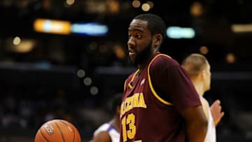 LOS ANGELES, CA - MARCH 13: Guard James Harden #13 of the Arizona State Sun Devils holds the ball after a play against the Washington Huskies in the Pacific Life Pac-10 Men's Basketball Tournament at the Staples Center on March 13, 2009 in Los Angeles, California. (Photo by Harry How/Getty Images)