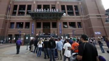 May 21, 2014; Denver, CO, USA; General view as fans enter Coors Field before the game between the Colorado Rockies and the San Francisco Giants. Mandatory Credit: Chris Humphreys-USA TODAY Sports