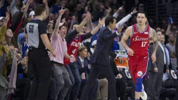 PHILADELPHIA, PA - FEBRUARY 14: JJ Redick #17 of the Philadelphia 76ers runs down the court as the fans react after a made basket in the fourth quarter against the Miami Heat at the Wells Fargo Center on February 14, 2018 in Philadelphia, Pennsylvania. The 76ers defeated the Heat 104-102. NOTE TO USER: User expressly acknowledges and agrees that, by downloading and or using this photograph, User is consenting to the terms and conditions of the Getty Images License Agreement. (Photo by Mitchell Leff/Getty Images)