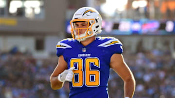 CARSON, CA - DECEMBER 03: Hunter Henry #86 of the Los Angeles Chargers walks off the field during the game against the Cleveland Browns at StubHub Center on December 3, 2017 in Carson, California. (Photo by Harry How/Getty Images)
