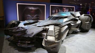 LAS VEGAS, NV - JUNE 09: The Batmobile from the upcoming movie 'Batman v Superman: Dawn of Justice' is displayed during the Licensing Expo 2015 at the Mandalay Bay Convention Center on June 9, 2015 in Las Vegas, Nevada. (Photo by Gabe Ginsberg/Getty Images)