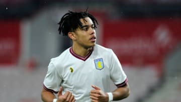 BOURNEMOUTH, ENGLAND - FEBRUARY 01: Tyreik Wright of Aston Villa looks on during the FA Youth Cup Fifth Round Match between AFC Bournemouth U18 and Aston Villa U18 at Vitality Stadium on February 01, 2019 in Bournemouth, England. (Photo by Alex Burstow/Getty Images)