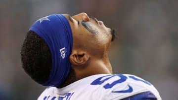 PHILADELPHIA, PENNSYLVANIA - DECEMBER 22: Malcolm Smith #53 of the Dallas Cowboys reacts before the game against the Philadelphia Eagles at Lincoln Financial Field on December 22, 2019 in Philadelphia, Pennsylvania. (Photo by Patrick Smith/Getty Images)