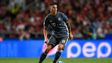LISBON, PORTUGAL - SEPTEMBER 19 James Rodriguez of Bayern Muenchen in action during the Group E match of the UEFA Champions League between SL Benfica and FC Bayern Muenchen at Estadio da Luz on September 19, 2018 in Lisbon, Portugal. (Photo by Octavio Passos/Getty Images)