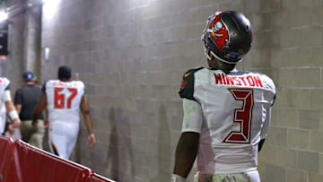 Nov 13, 2016; Tampa, FL, USA; Tampa Bay Buccaneers quarterback Jameis Winston (3) against the Chicago Bears at Raymond James Stadium. The Buccaneers won 36-10. Mandatory Credit: Aaron Doster-USA TODAY Sports
