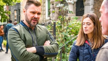 CHICAGO P.D. -- "Absolution" Episode 709 -- Pictured: (l-r) Patrick John Flueger as Officer Adam Ruzek, Marina Squerciati as Officer Kim Burgess -- (Photo by: Matt Dinerstein/NBC)