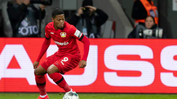 LEVERKUSEN, GERMANY - MARCH 04: (BILD ZEITUNG OUT) Leon Bailey of Bayer 04 Leverkusen controls the ball during the DFB Cup quarterfinal match between Bayer 04 Leverkusen and 1. FC Union Berlin at BayArena on March 4, 2020 in Leverkusen, Germany. (Photo by Max Maiwald/DeFodi Images via Getty Images)