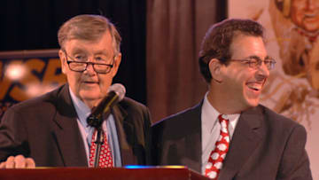 Larry Munson and Clark Howard during WSB Radio - Honors 40 Years of Larry Munson at Waverly Hotel in Atlanta, Georgia, United States. (Photo by Rick Diamond/WireImage)