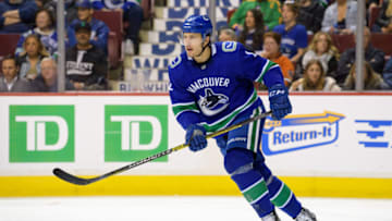 VANCOUVER, BC - MARCH 26: Vancouver Canucks Defenceman Luke Schenn (2) skates up ice during their NHL game against the Anaheim Ducks at Rogers Arena on March 26, 2019 in Vancouver, British Columbia, Canada. Anaheim won 5-4. (Photo by Derek Cain/Icon Sportswire via Getty Images)