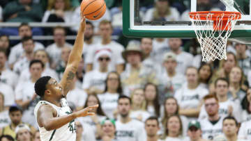 EAST LANSING, MI - NOVEMBER 30: Nick Ward #44 of the Michigan State Spartans shoots the ball during the game against the Notre Dame Fighting Irish at Breslin Center on November 30, 2017 in East Lansing, Michigan. (Photo by Rey Del Rio/Getty Images)