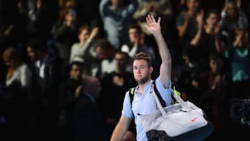 LONDON, ENGLAND - NOVEMBER 18: Jack Sock of the United States waves goodbye to the crowd after his three set defeat in his semi final match by Grigor Dimitrov of Bulgaria at the Nitto ATP World Tour Finals at O2 Arena on November 18, 2017 in London, England. (Photo by Clive Brunskill/Getty Images)