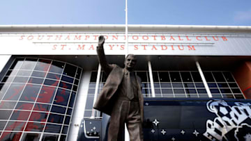 SOUTHAMPTON, ENGLAND - APRIL 14: The Ted Bates statue is seen outside the stadium prior to the Premier League match between Southampton and Chelsea at St Mary's Stadium on April 14, 2018 in Southampton, England. (Photo by Henry Browne/Getty Images)