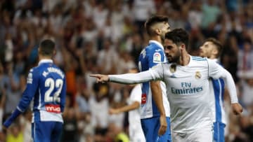MADRID, SPAIN - OCTOBER 01: Isco Aalarcon of Real Madrid celebrate his goal during the La Liga match between Real Madrid and Espanyol at Estadio Santiago Bernabeu on October 1, 2017 in Madrid, Spain. (Photo by TF-Images/TF-Images via Getty Images)