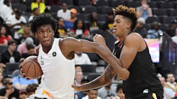 OKC Thunder 2019 Big Board 1.0: James Wiseman #32 drives against Armando Bacot Jr. #5 during the Jordan Brand Classic (Photo by Ethan Miller/Getty Images)