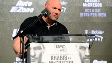 NEW YORK, NY - SEPTEMBER 20: UFC President Dana White takes questions from the media during the UFC 229 Press Conference at Radio City Music Hall on September 20, 2018 in New York City. (Photo by Steven Ryan/Getty Images)