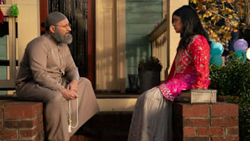 (L-R): Laith Nakli as Sheikh Abdallah and Iman Vellani as Ms. Marvel/Kamala Khan in Marvel Studios' MS. MARVEL. Photo by Daniel McFadden. ©Marvel Studios 2022. All Rights Reserved.