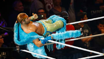 BREMEN, GERMANY - FEBRUARY 10: Tyler Breeze during WWE Germany Live Bremen - Road To Wrestlemania at OVB-Arena on February 10, 2016 in Bremen, Germany. (Photo by Joachim Sielski/Bongarts/Getty Images)