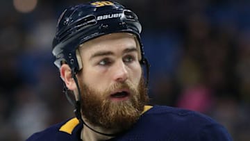 BUFFALO, NY - NOVEMBER 22: Ryan O'Reilly #90 of the Buffalo Sabres during the game against the Minnesota Wild at the KeyBank Center on November 22, 2017 in Buffalo, New York. (Photo by Kevin Hoffman/Getty Images)