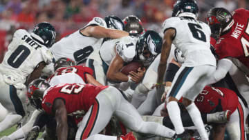 Why the NFL must ban Jalen Hurts and the Philadelphia Eagles' secret weapon. (Photo by Mike Carlson/Getty Images)