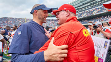 CHICAGO, IL - AUGUST 25: Chicago Bears head coach Matt Nagy and Kansas City Chiefs head coach Andy Reid shake hands after the preseason NFL game between the Kansas City Chiefs and the Chicago Bears on August 25, 2018 at Soldier Field in Chicago IL. (Photo by Robin Alam/Icon Sportswire via Getty Images)