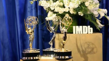 LOS ANGELES, CA - SEPTEMBER 17: Trophies on display at IMDb LIVE After The Emmys 2018 on September 17, 2018 in Los Angeles, California. (Photo by Rich Polk/Getty Images for IMDb)