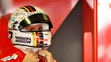 ABU DHABI, UNITED ARAB EMIRATES - NOVEMBER 30: Sebastian Vettel of Germany and Ferrari prepares to drive in the garage during final practice for the F1 Grand Prix of Abu Dhabi at Yas Marina Circuit on November 30, 2019 in Abu Dhabi, United Arab Emirates. (Photo by Mark Thompson/Getty Images)