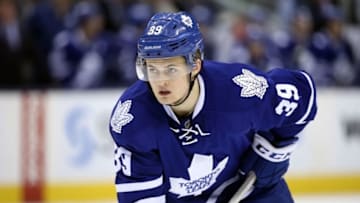 Apr 2, 2016; Toronto, Ontario, CAN; Toronto Maple Leafs center William Nylander (39) lines up during their game against the Detroit Red Wings at Air Canada Centre. The Red Wings beat the Maple Leafs 3-2. Mandatory Credit: Tom Szczerbowski-USA TODAY Sports