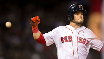 BOSTON - SEPTEMBER 8: Boston Red Sox left fielder Andrew Benintendi (16) runs to first base in the fourth inning. The Boston Red Sox host the New York Yankees in a regular season MLB baseball game at Fenway Park in Boston on Sep. 8, 2019. (Photo by Nic Antaya for The Boston Globe via Getty Images)