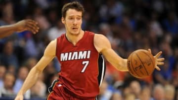 Mar 22, 2015; Oklahoma City, OK, USA; Miami Heat guard Goran Dragic (7) brings the ball up the court against the Oklahoma City Thunder during the second quarter at Chesapeake Energy Arena. Mandatory Credit: Mark D. Smith-USA TODAY Sports